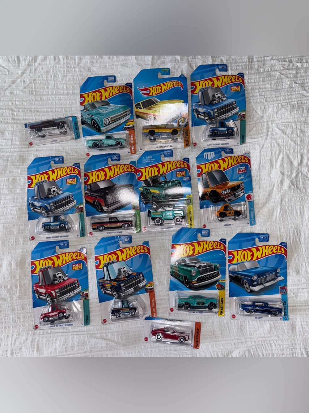 13 CHEVY Mattel Hot Wheels Assortment - Teal, Blue, Orange, Black